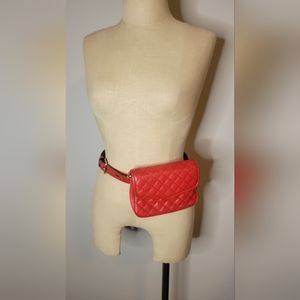 Rebecca Minkoff red leather quilted waist belt bag
